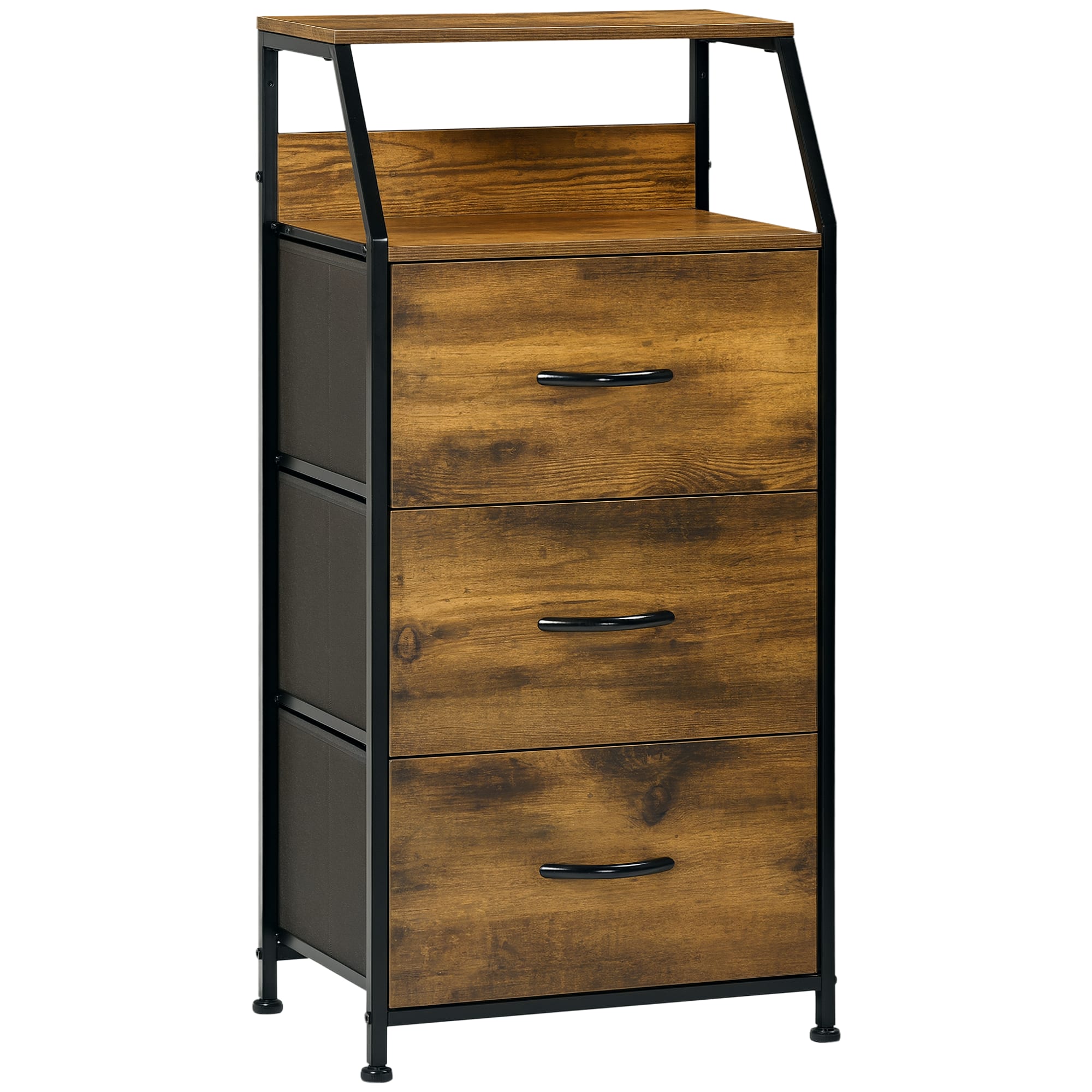 Meuble de rangement colonne design industriel acier noir aspect bois
