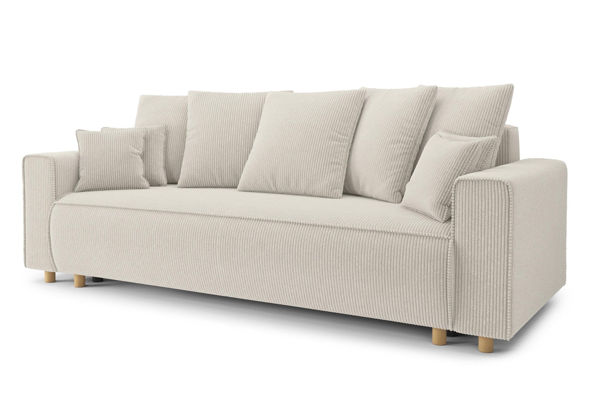 chartrons - Canapé convertible velours côtelé Beige - Vue supplémentaire 2