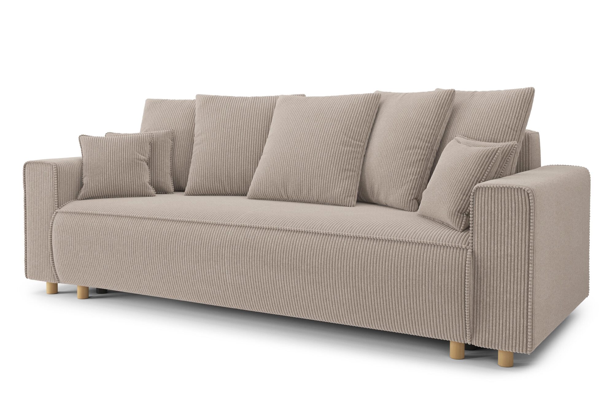 chartrons - Canapé convertible velours côtelé beige - Vue supplémentaire 2
