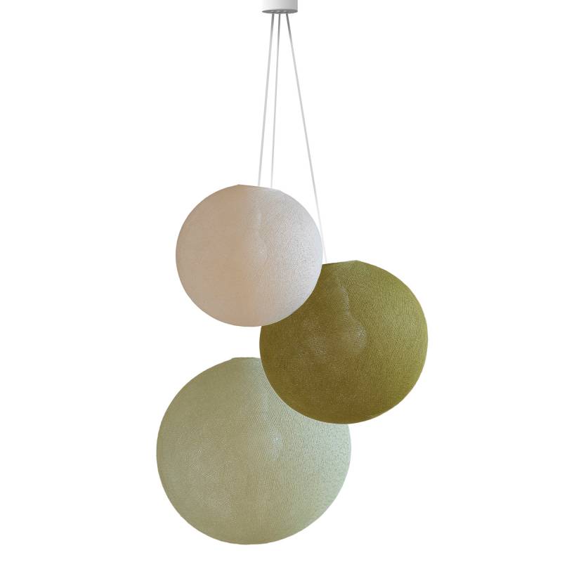 suspension 3 globes s-m-l-lin-kaki-tilleul