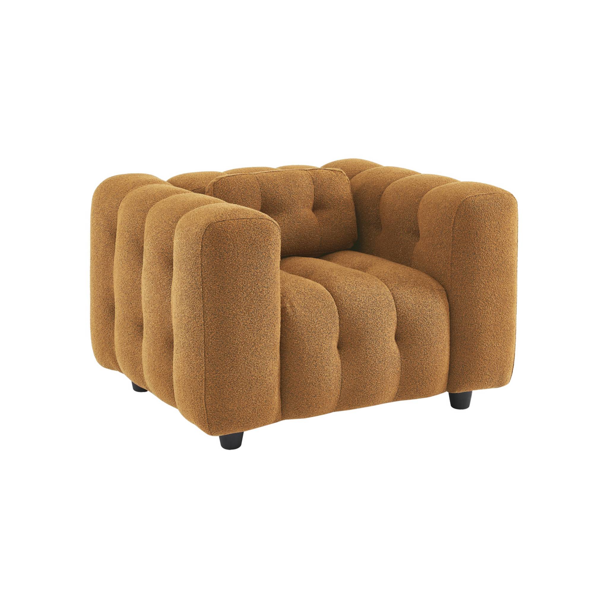 Fauteuil 1 place bouclette texturée moutarde