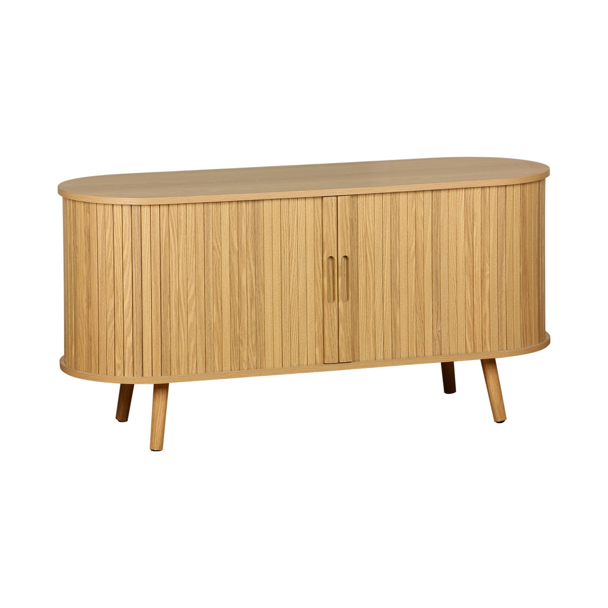 Meuble tv scandinave effet bois rainuré, couleur naturel