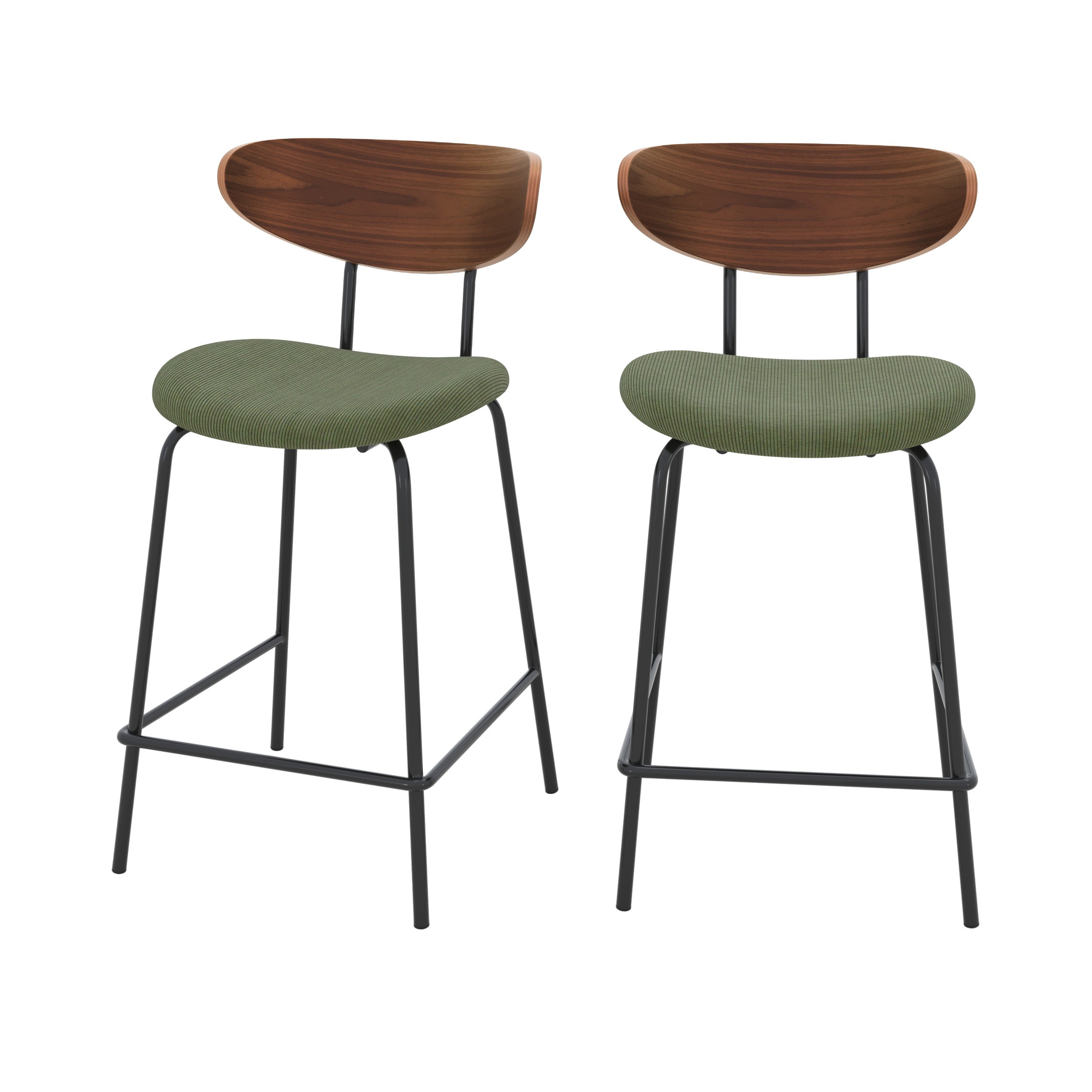 Chaise pour îlot central en velours côtelé kaki 64.5 cm (lot de 2)