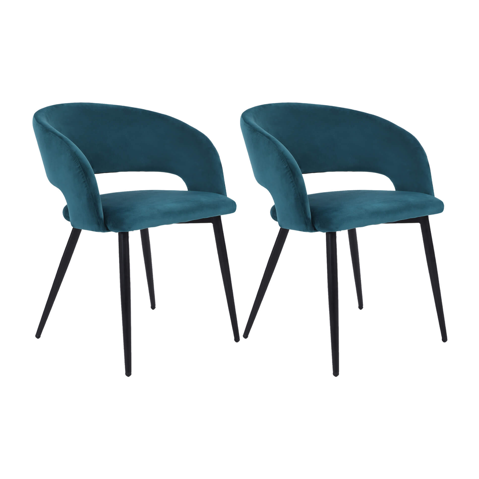 2 Chaises rembourrées en velours vert pétrole