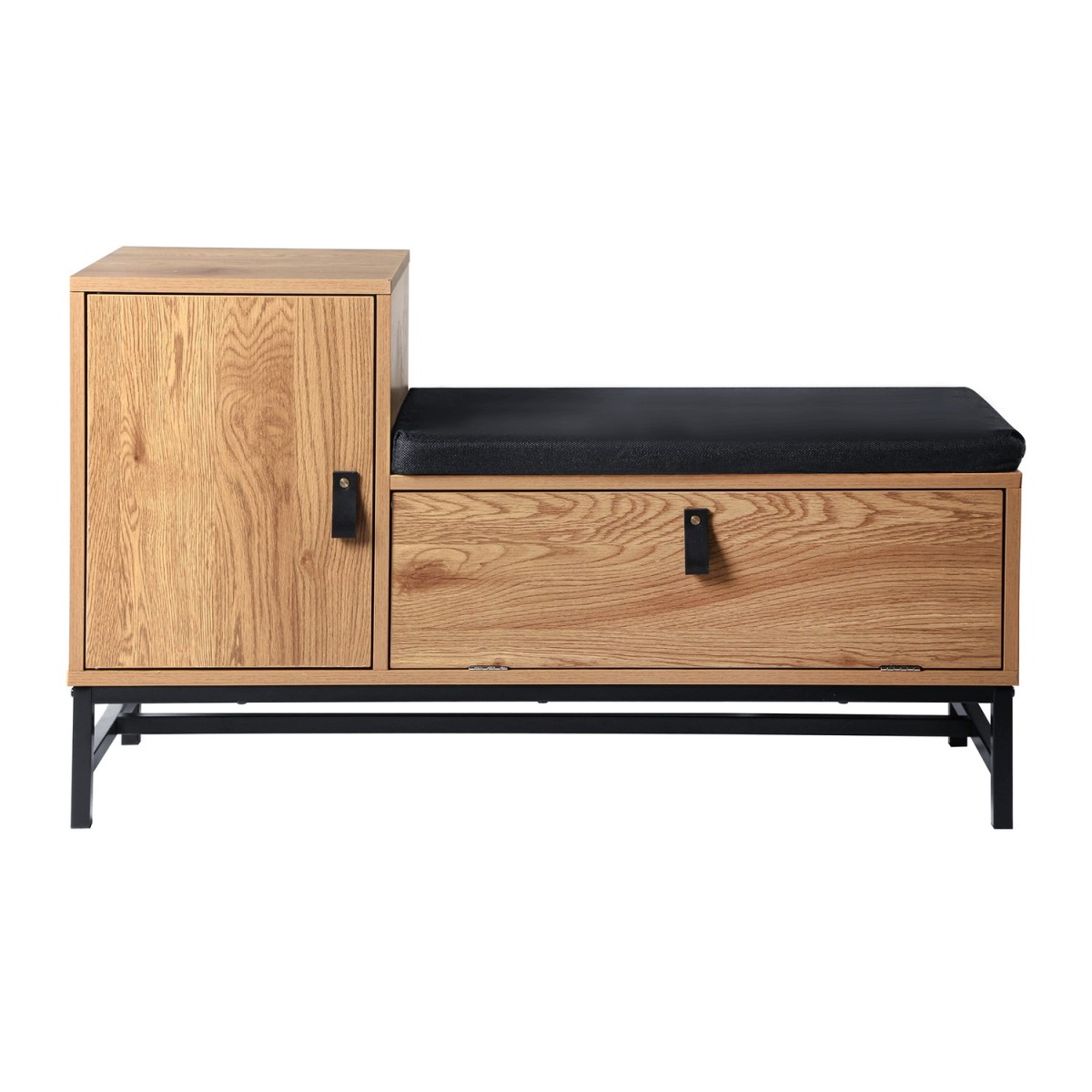 Banc à chaussures avec 2 rangements – L100 cm – Marron