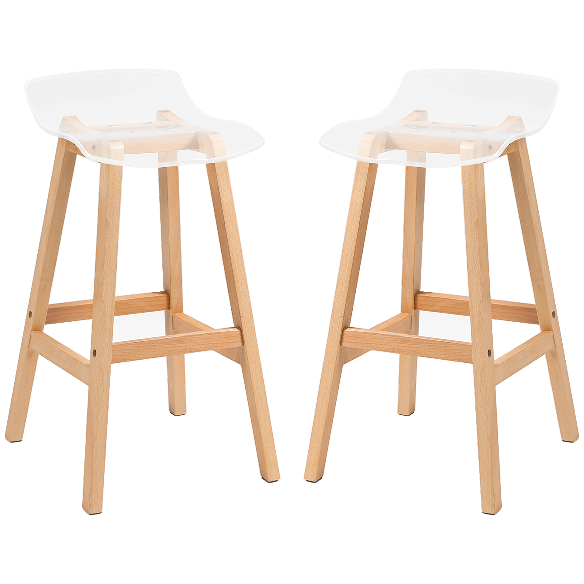 Lot de 2 tabourets de bar design contemporain bois acrylique