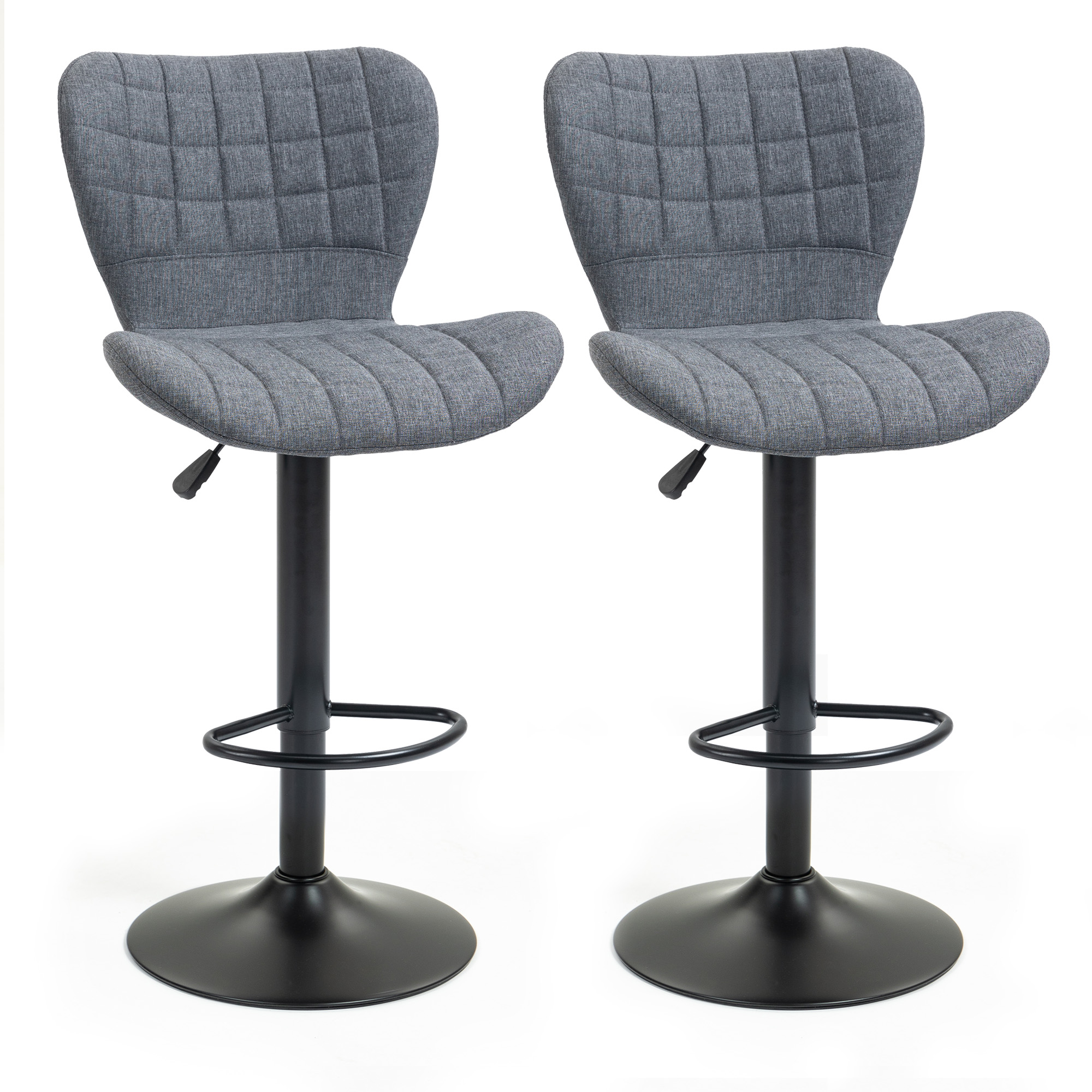Lot de 2 tabourets de bar design contemporain tissu gris