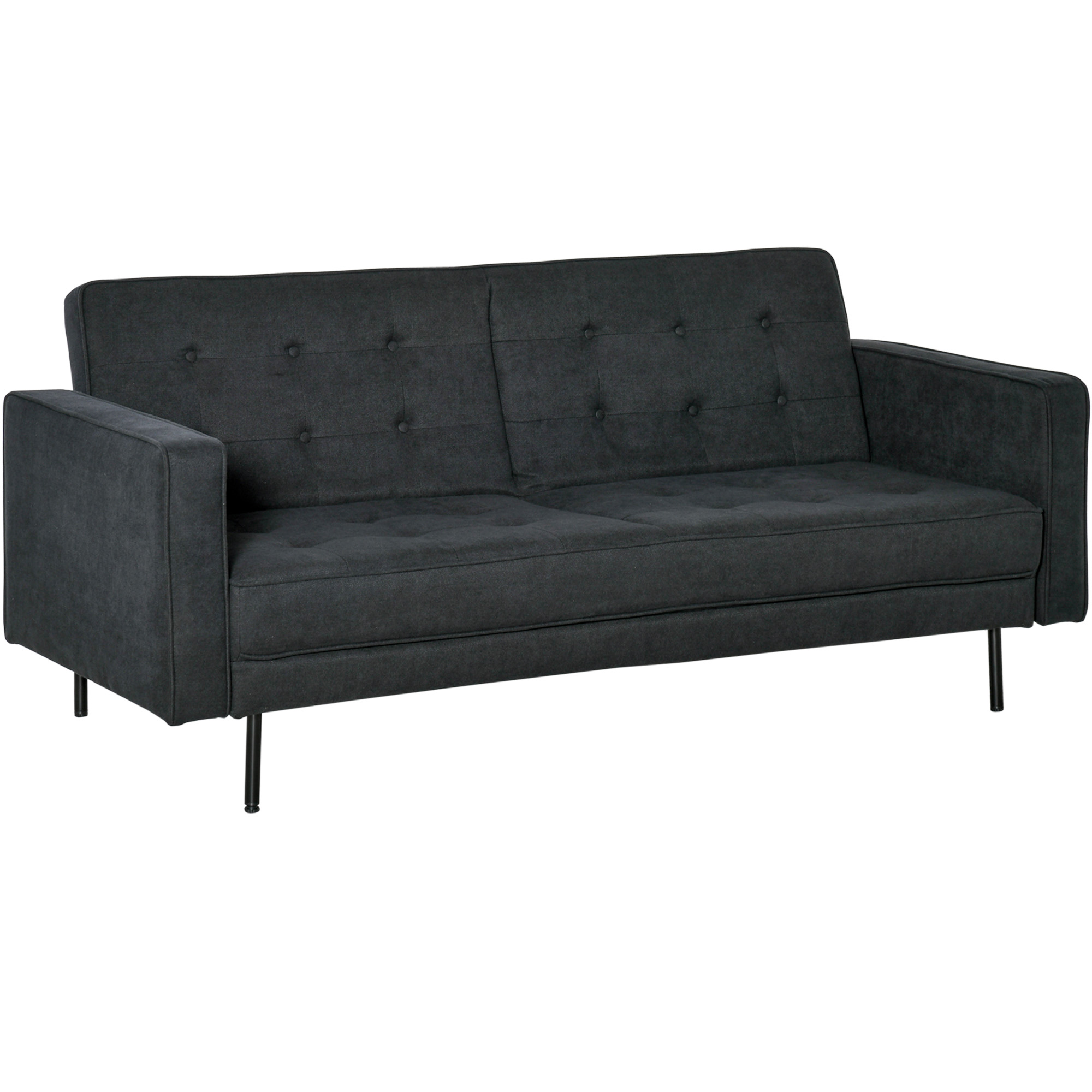 Canapé convertible 2 places style Chesterfield capitonné tissu gris