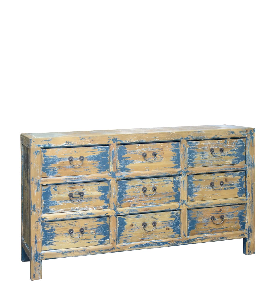 Buffet en bois bleu vieilli L 150 cm