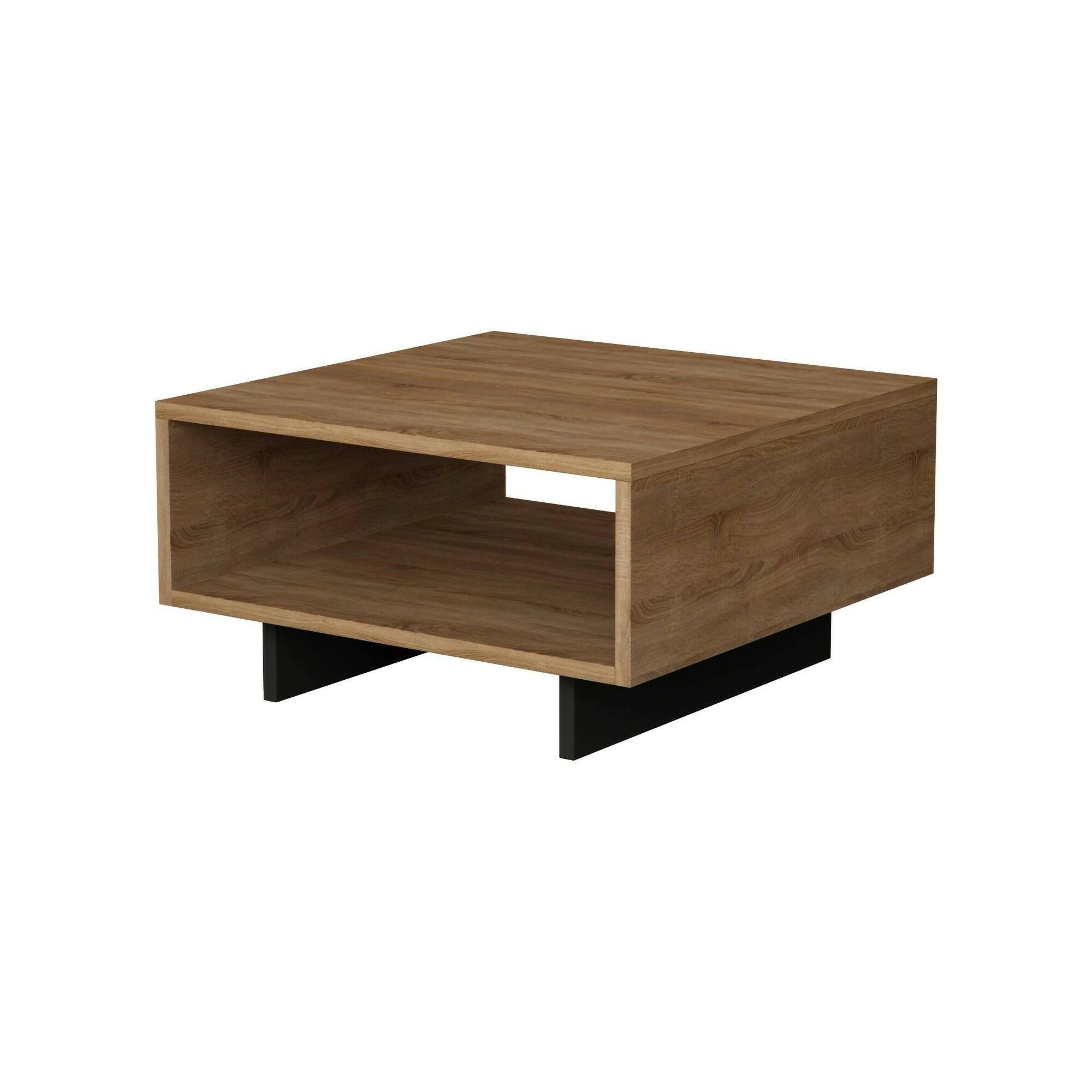 Table basse effet bois beige, anthracite 60×60 h32 cm