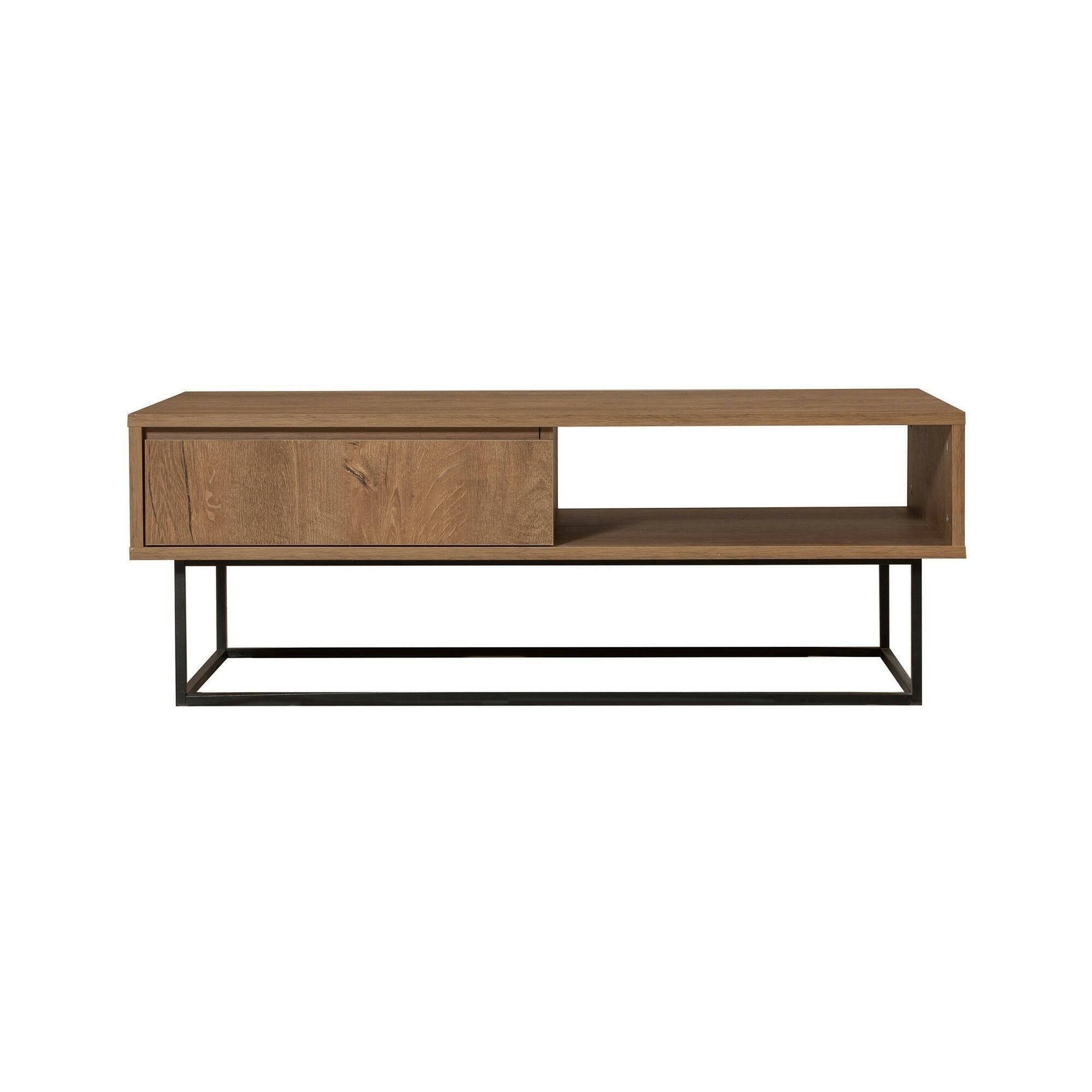 Table basse effet bois beige, noir 120×60 h43 cm