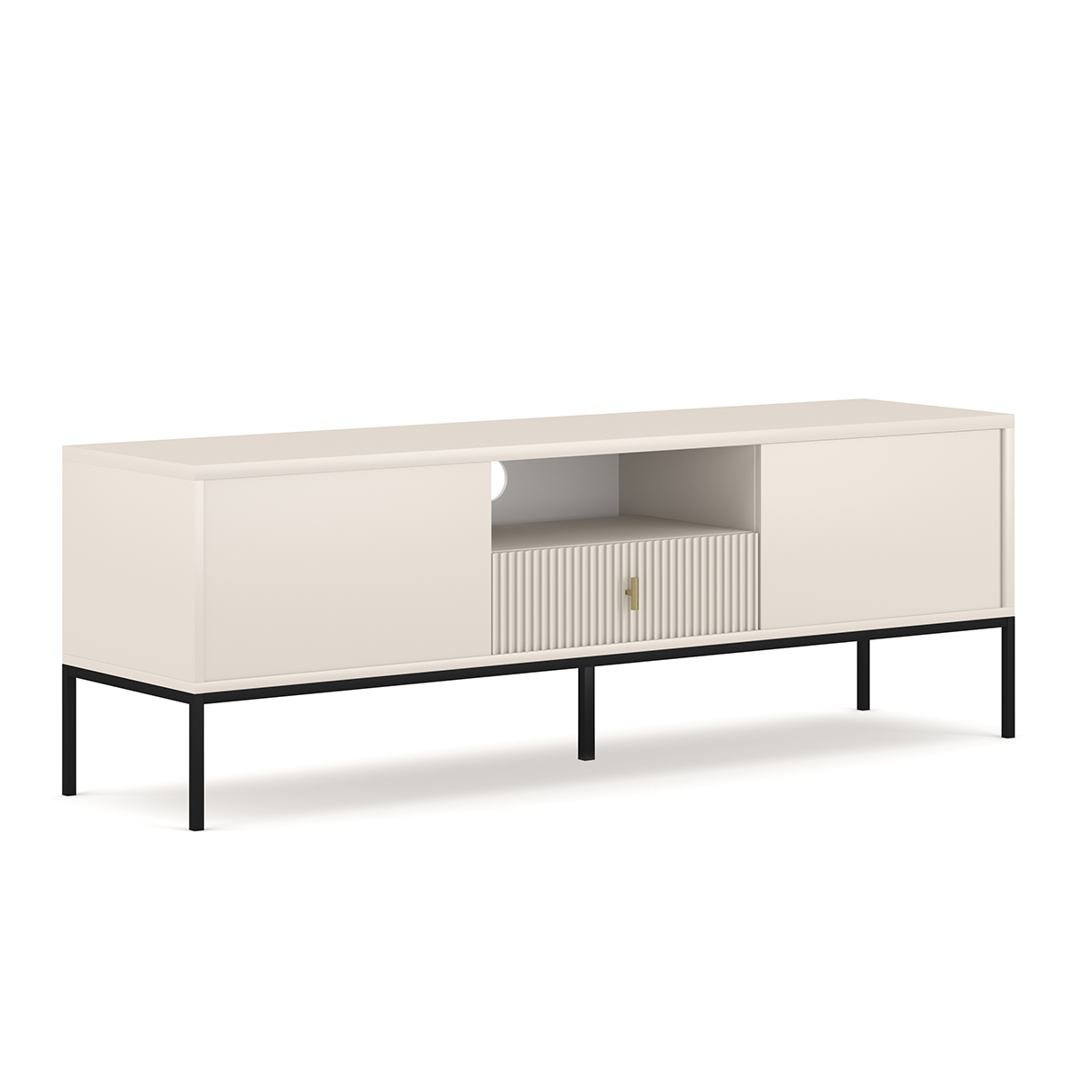 Meuble TV 2 portes 1 tiroir stratifiés beige