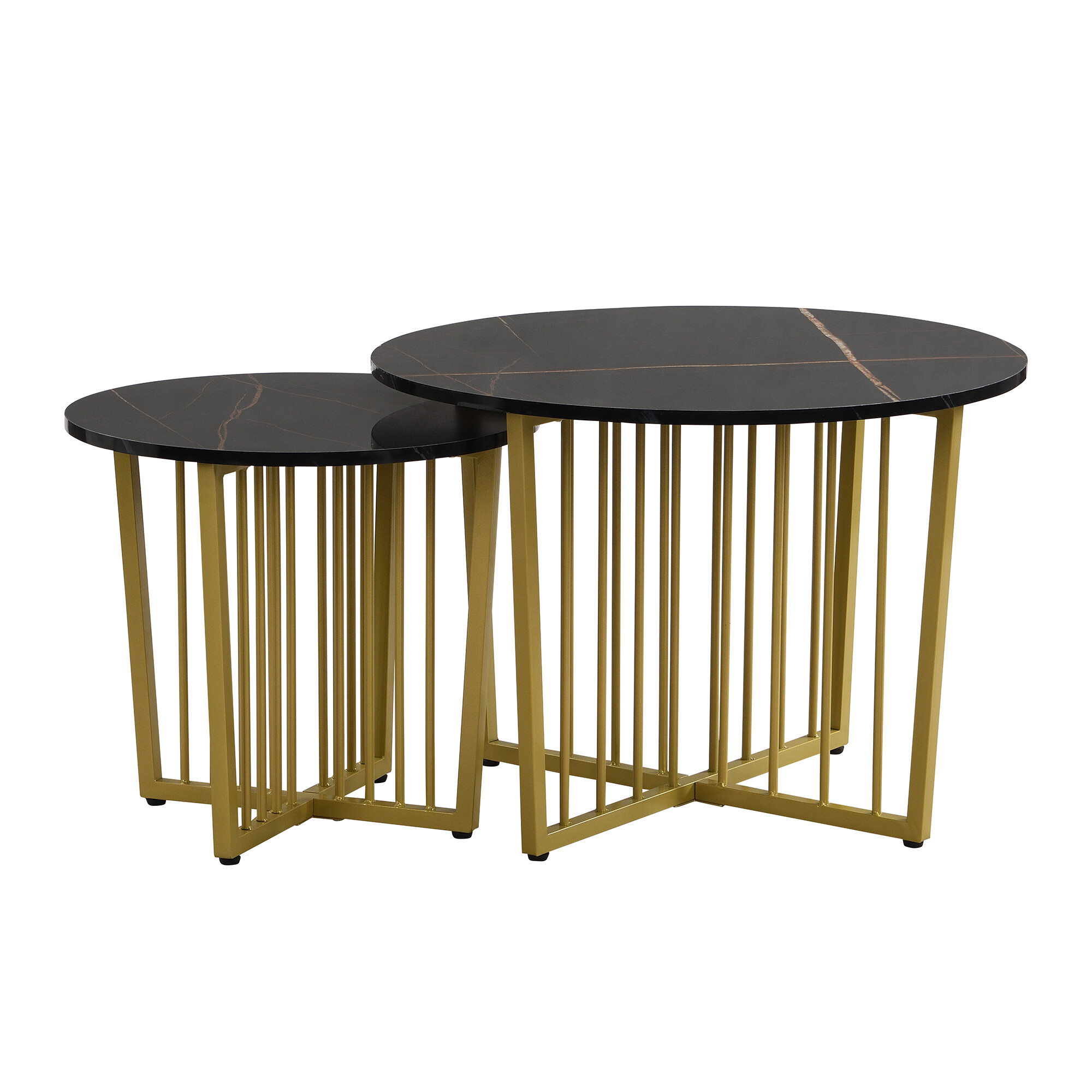 Ensemble de tables basses gigognes modernes effet marbre noir