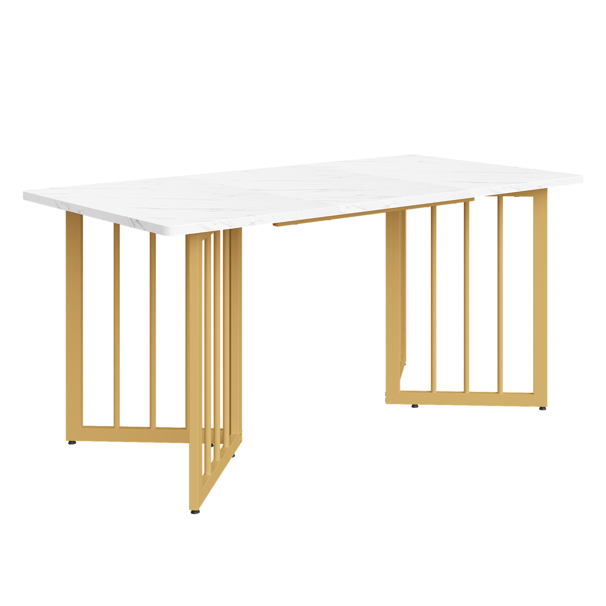 Table à manger rectangulaire effet marbre blanc moderne 140*80*75 cm