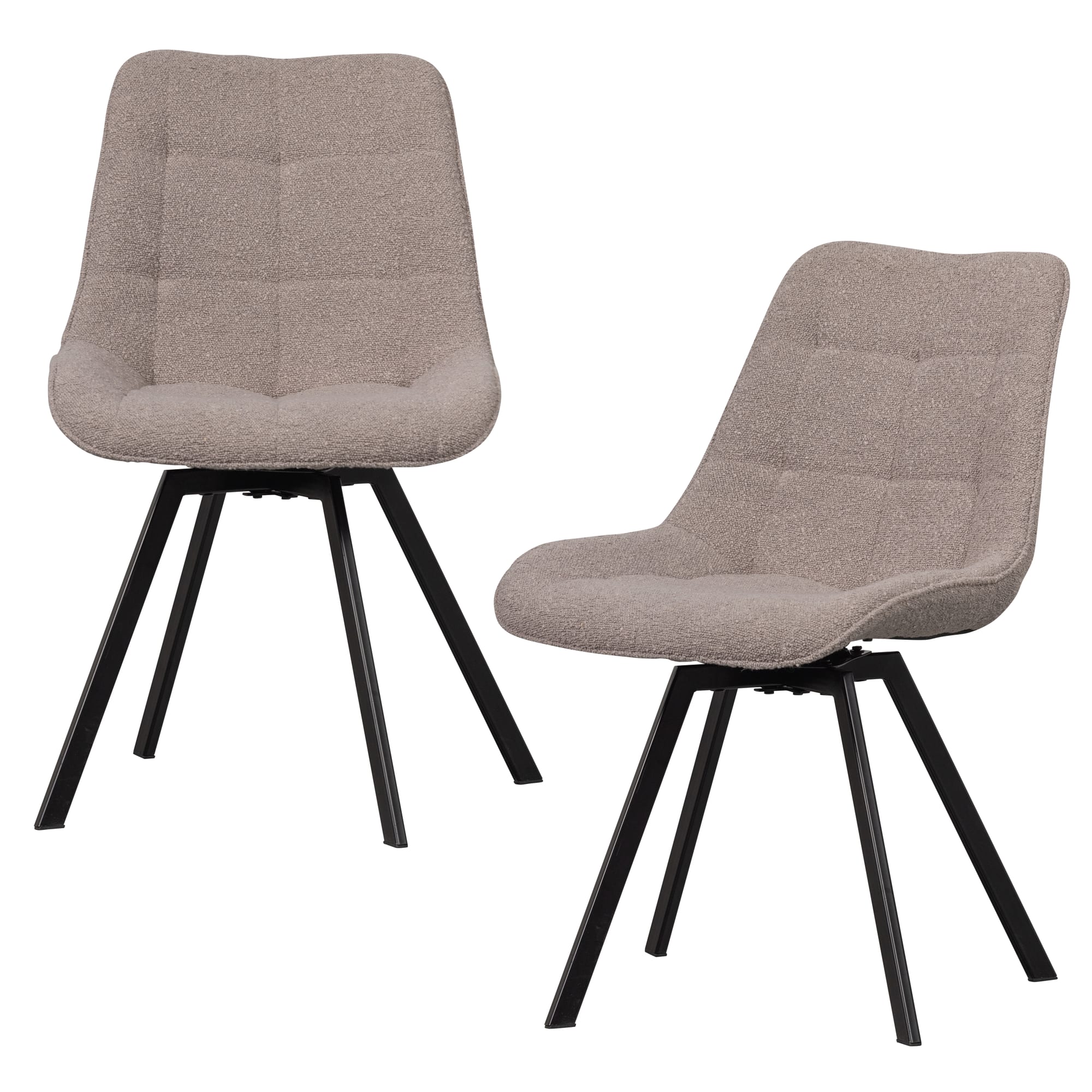 Lot de 2 chaises de table pivotante en tissu gris chaud