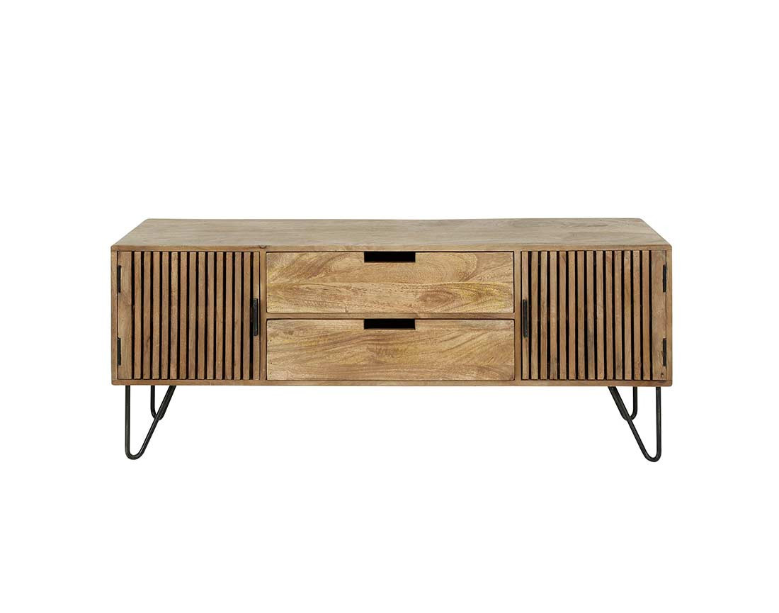 Meuble TV style contemporain 135 cm noir / bois