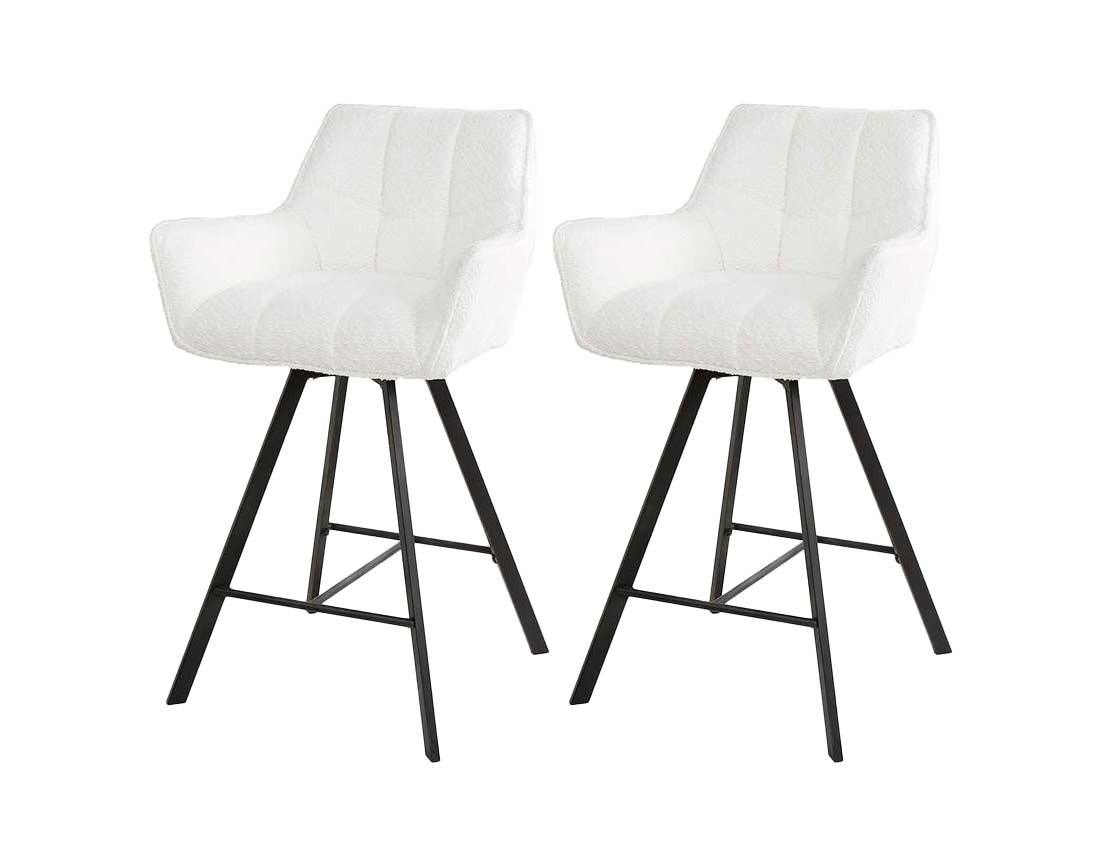 Lot de 2 tabourets de bar  en velours blanc
