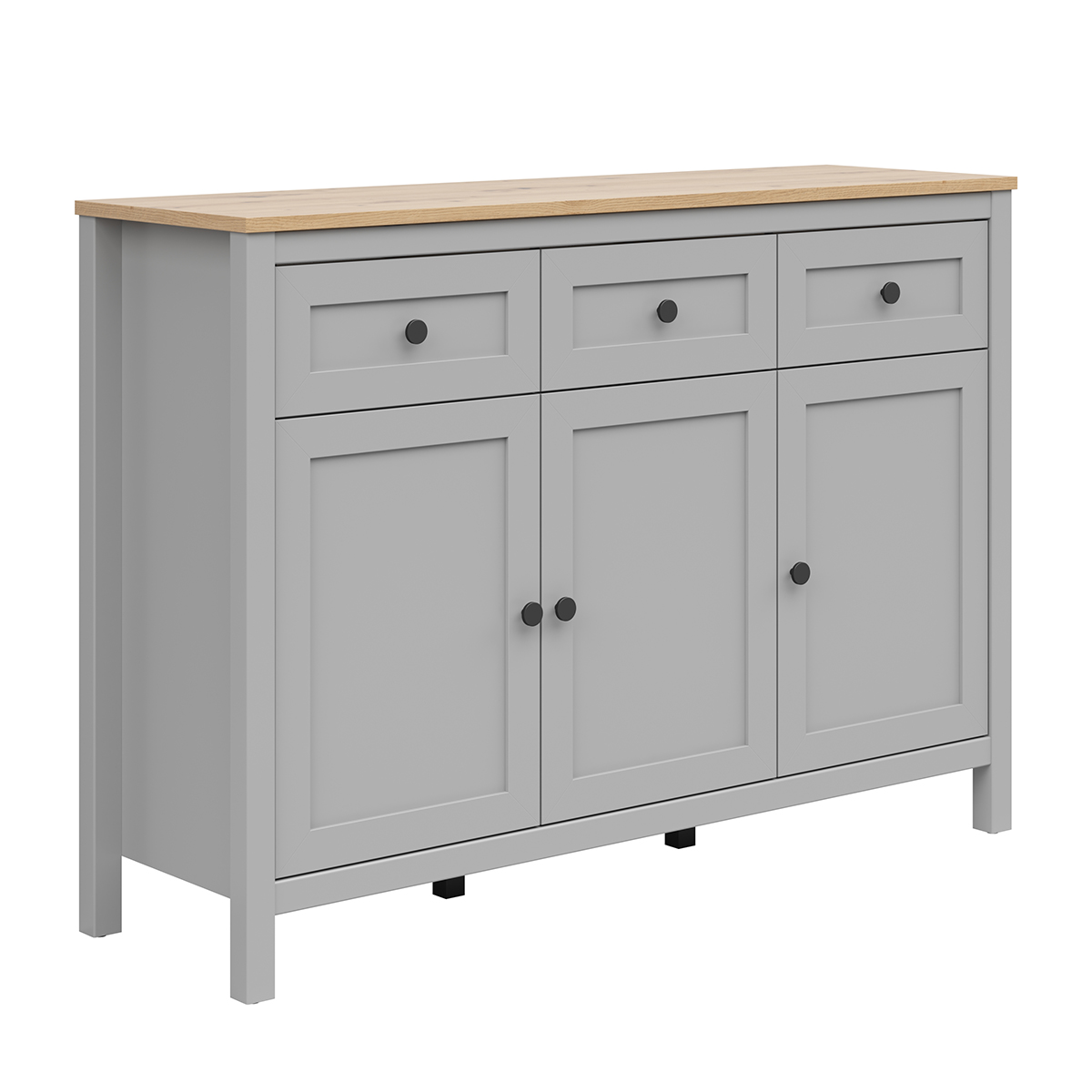Buffet 3 portes 3 tiroirs stratifiés gris