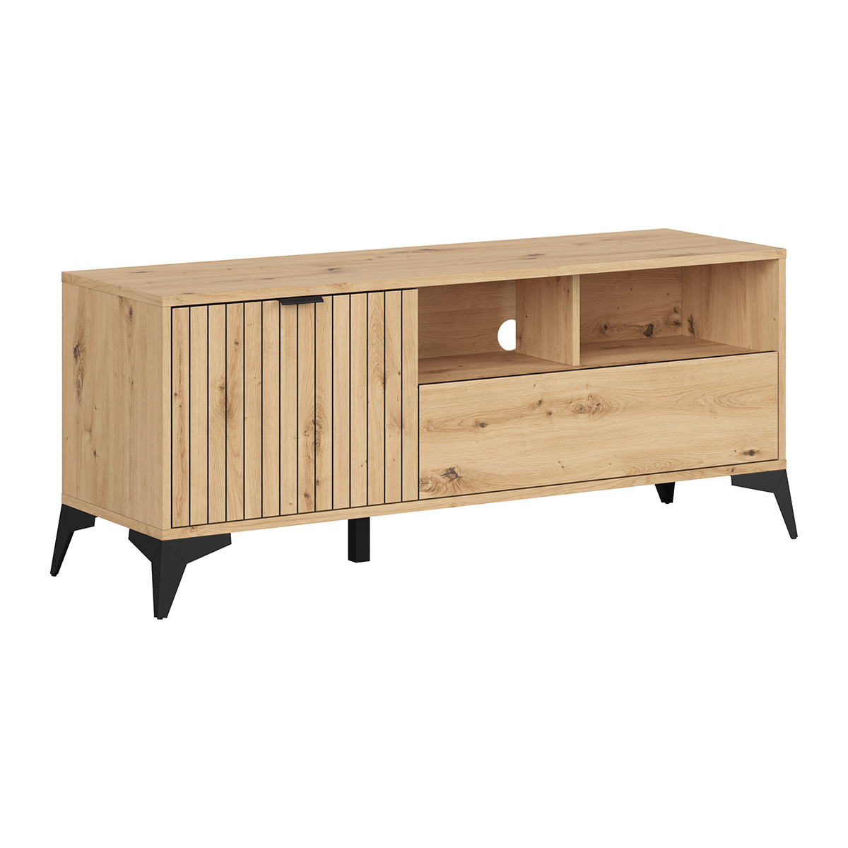 Meuble TV 1 porte 1 tiroir stratifiés beige