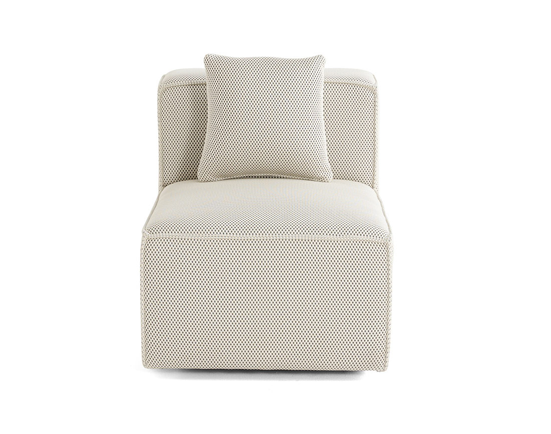 Canapé modulable 1 places angle réversible en tissu mailles 3d beige