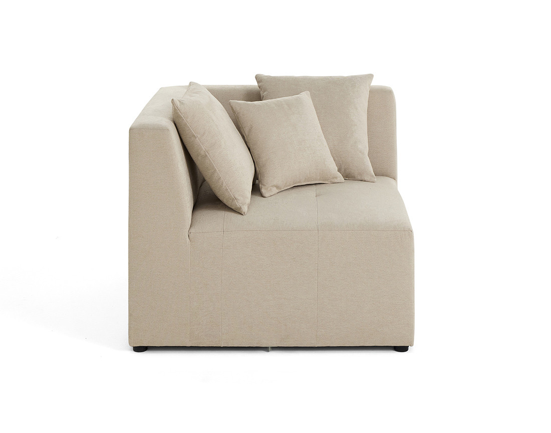 Canapé modulable 1 places angle réversible en tissu beige