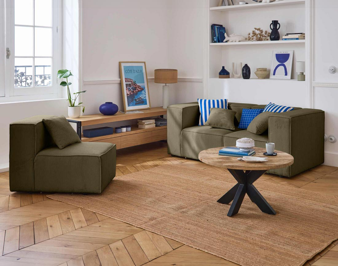 arty - Canapé velours côtelé Vert - Vue supplémentaire 2