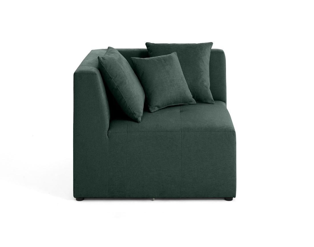 Canapé modulable 1 places angle réversible en tissu vert