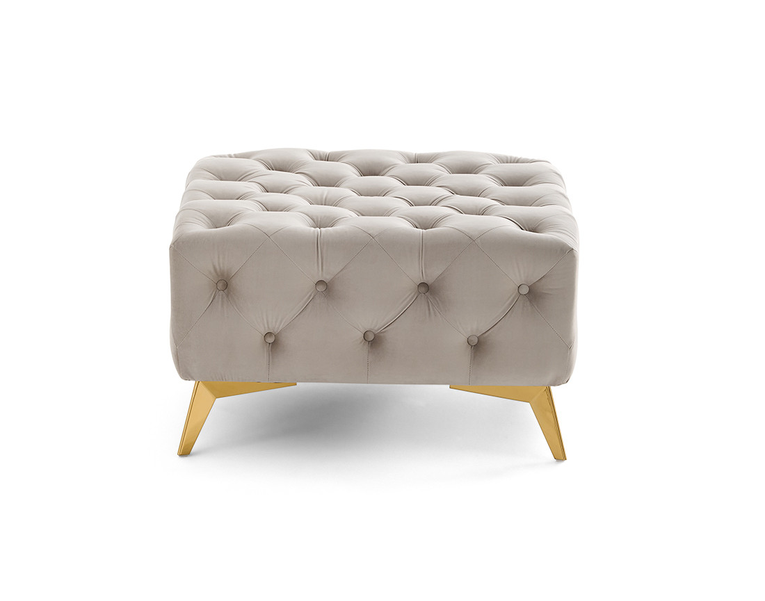 Pouf en velours beige