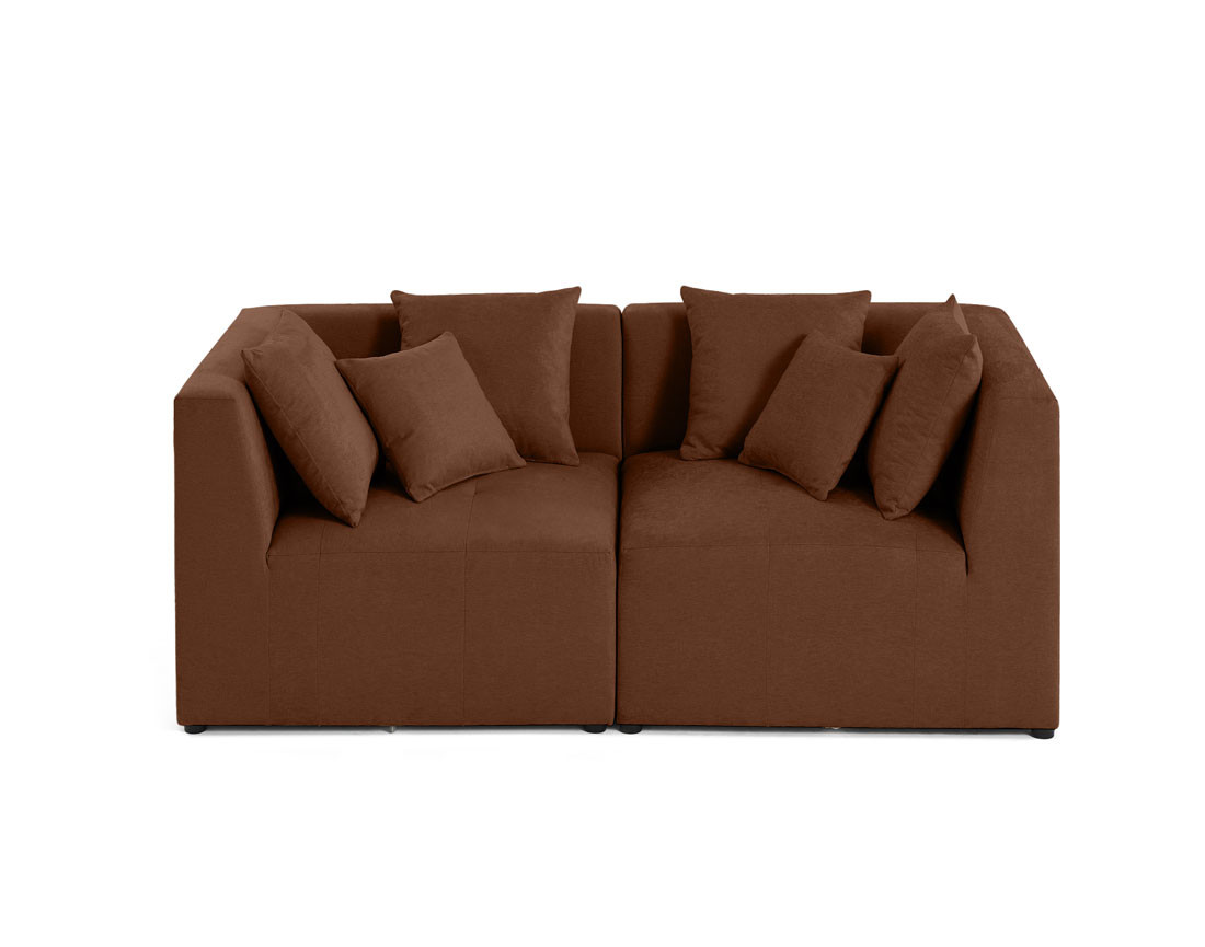Canapé modulable 2 places en tissu terracotta