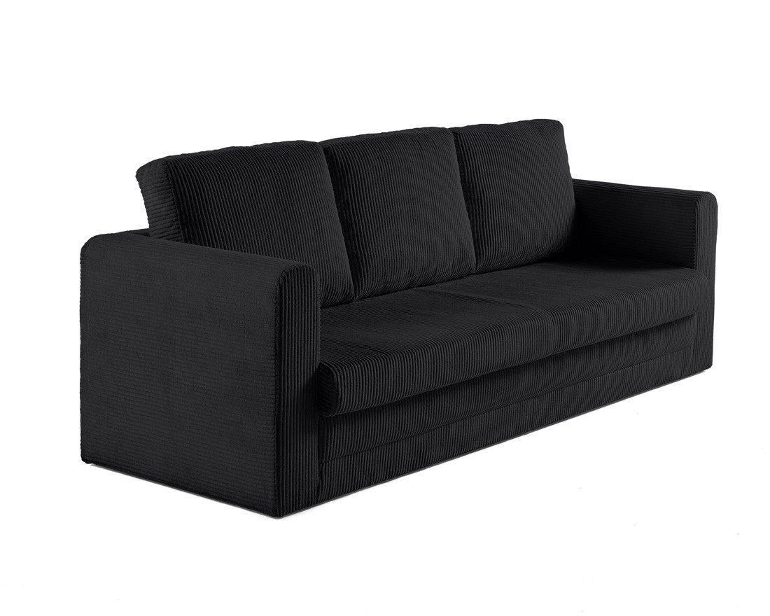 marilia - Canapé convertible velours côtelé Noir - Vue supplémentaire 2