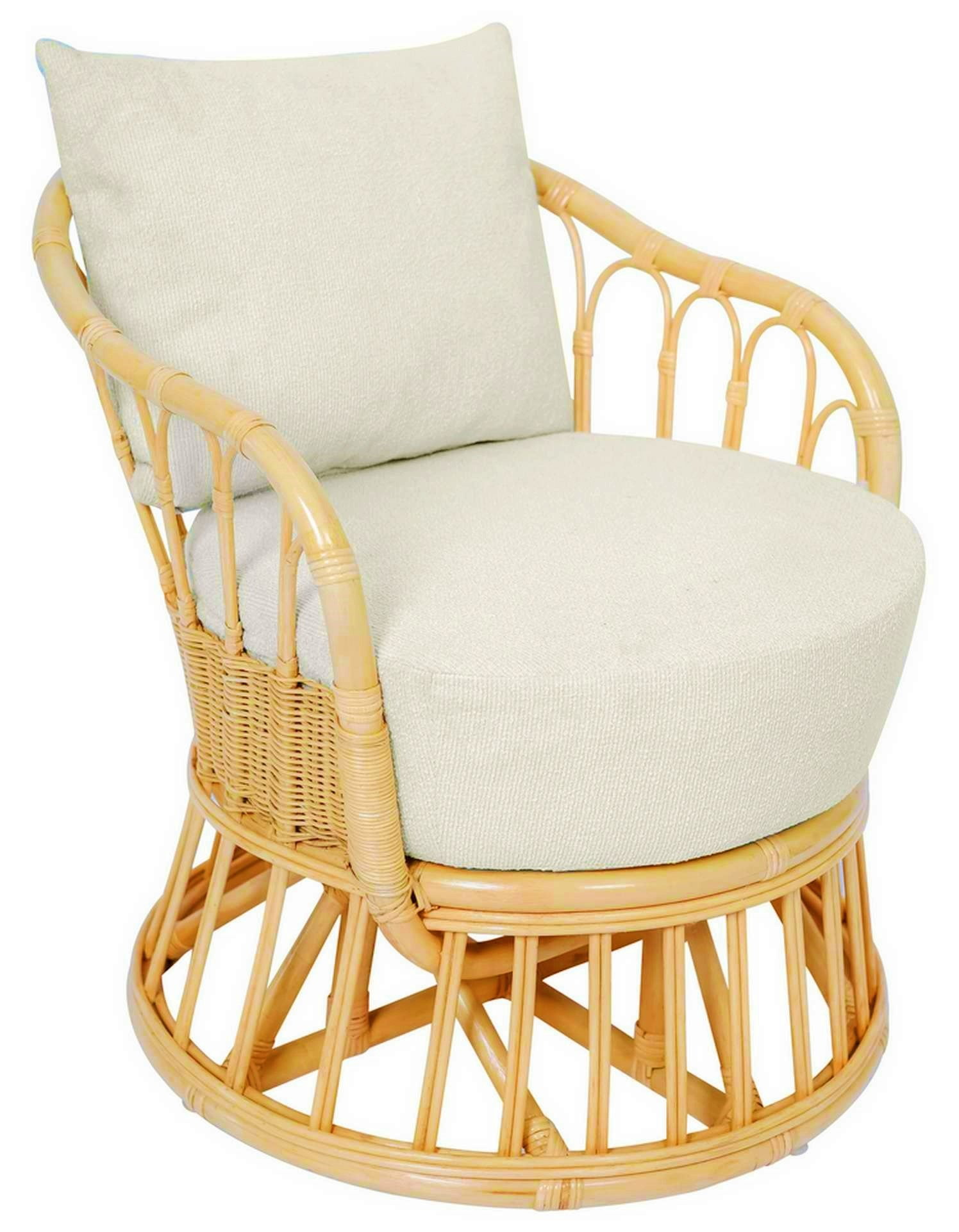 Fauteuil en rotin naturel et tissu beige