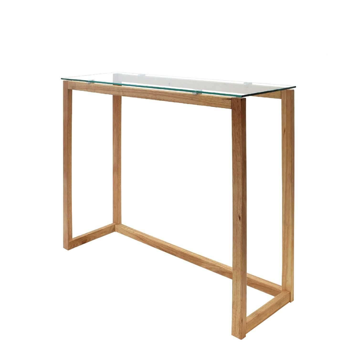 Console en verre et bois marron et transparent
