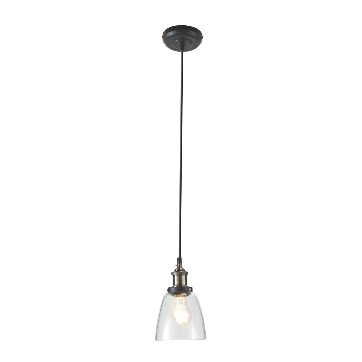 Plafonnier avec douille finition laiton et cloche en verre – H29 cm