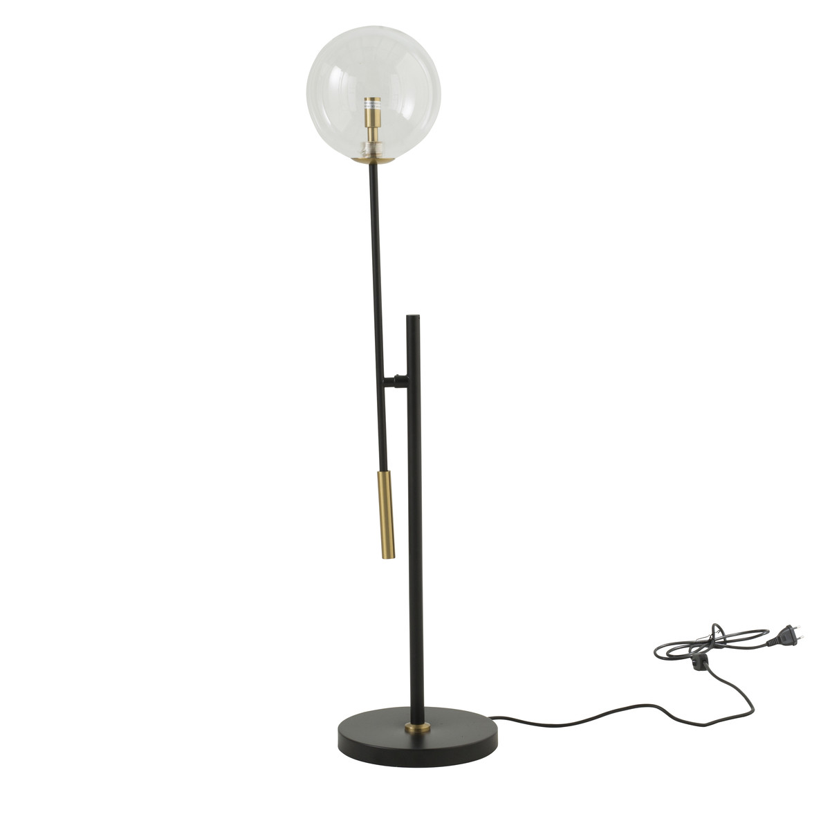Lampe en métal noir et détails dorés – H85 cm