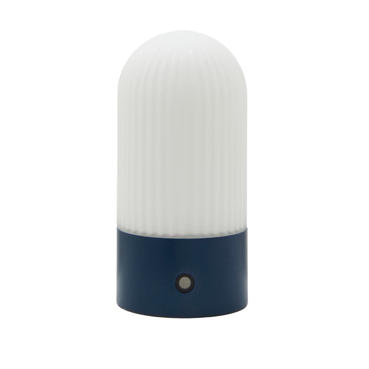 Lampe portable en métal bleu et verre – H19 cm