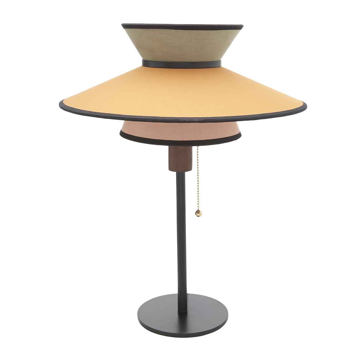Lampe à poser avec pied en métal et noyer ocre – H48,5 cm