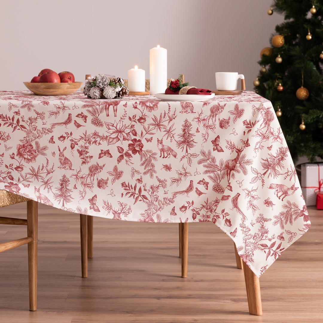 Mantel navidad algodón rojo 155x350 cm