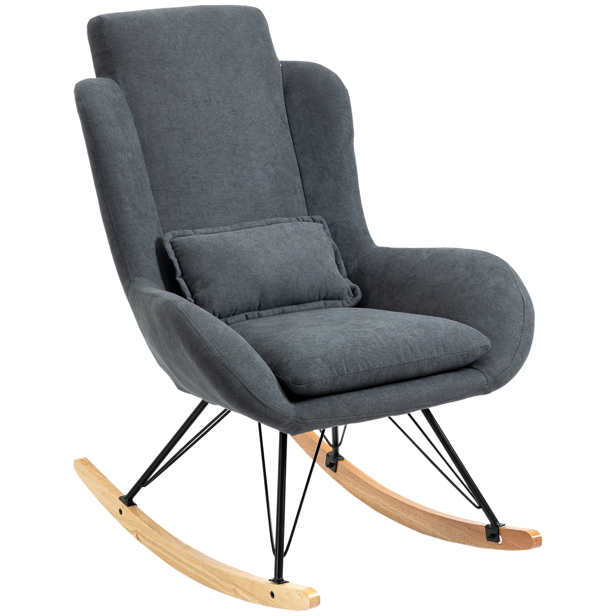 Fauteuil à bascule oreilles lin gris