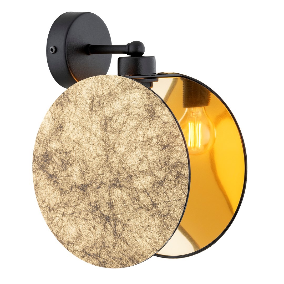 Applique mural en métal noir et abat-jour, H: 26cm