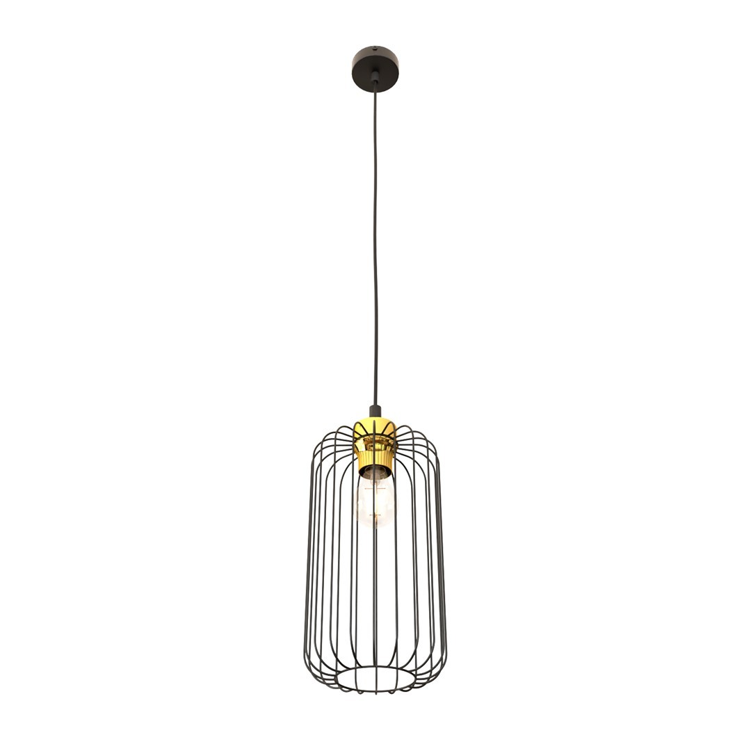 Suspension en métal noir et doré, H: 140cm