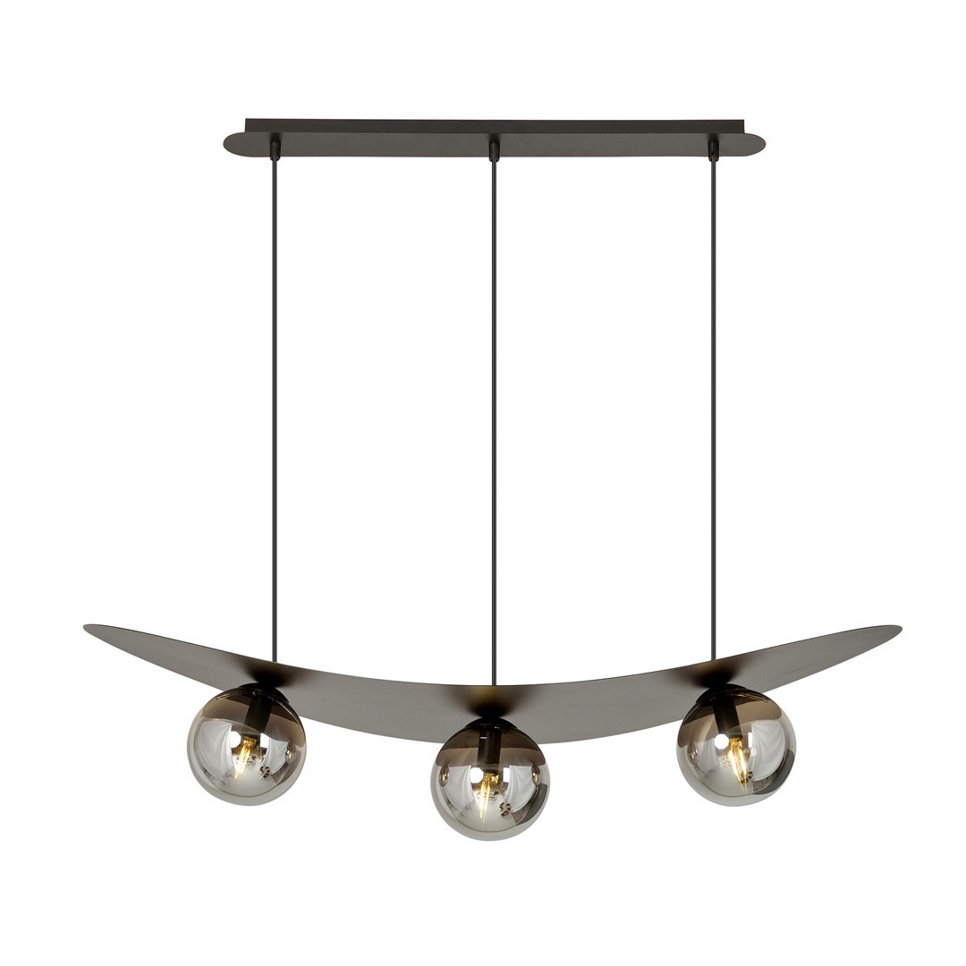 Suspension en métal et verre noir, H: 100cm