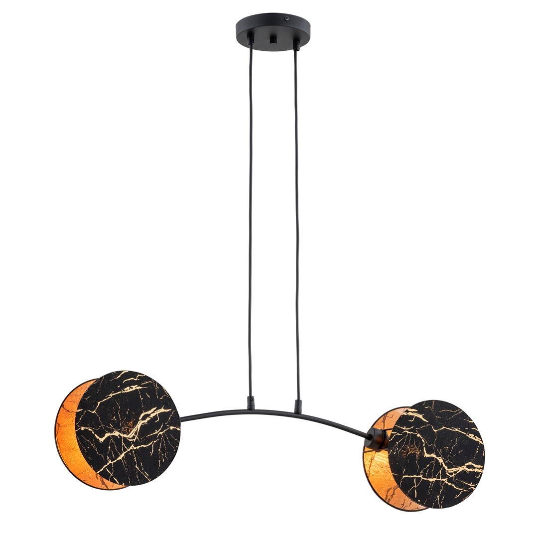 Suspension en métal et abat-jour noir, H: 100cm