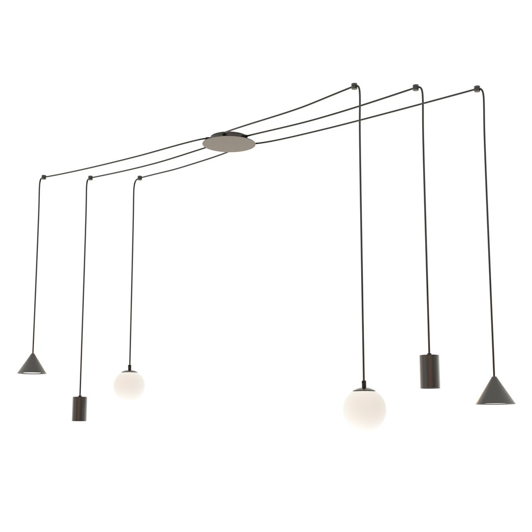 Suspension en métal noir, H: 200cm