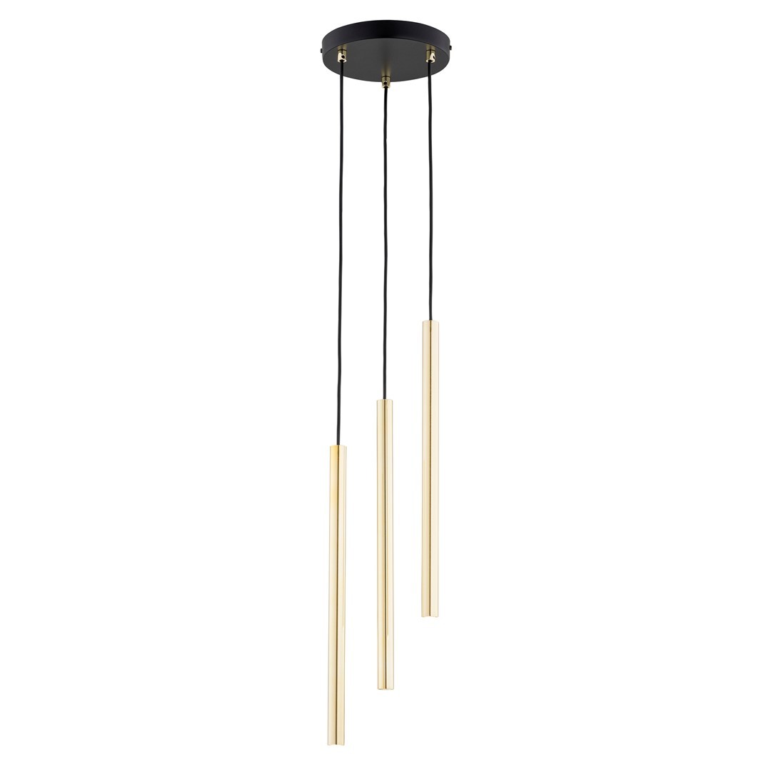 Suspension en métal noir et doré, H: 130cm