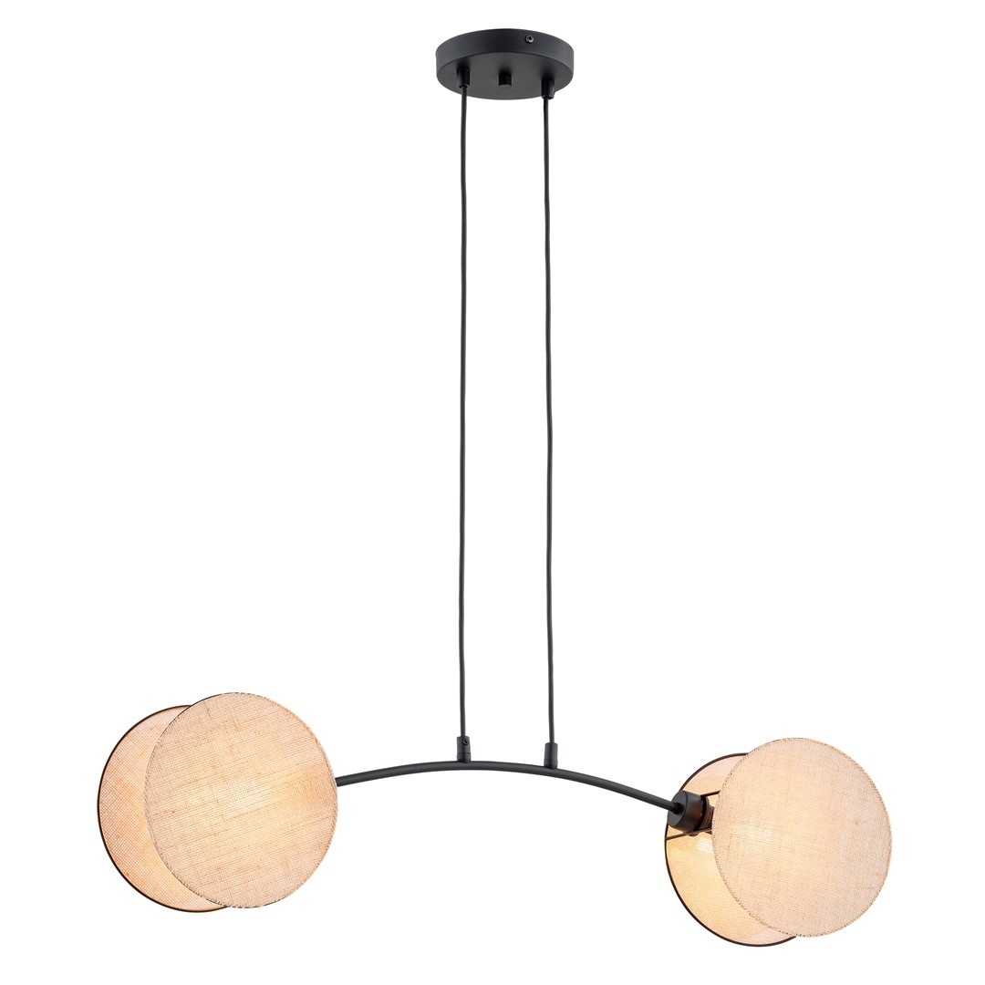 Suspension en métal et abat-jour noir, H: 100cm