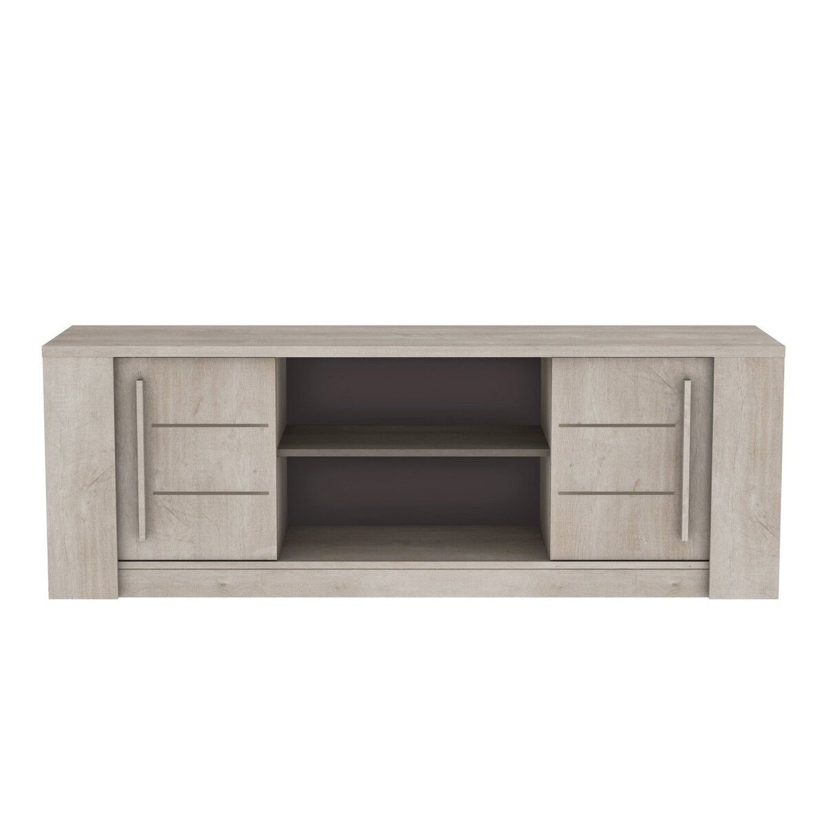 Meuble TV 2 Portes Coulissantes L150 cm – Décor chêne et béton