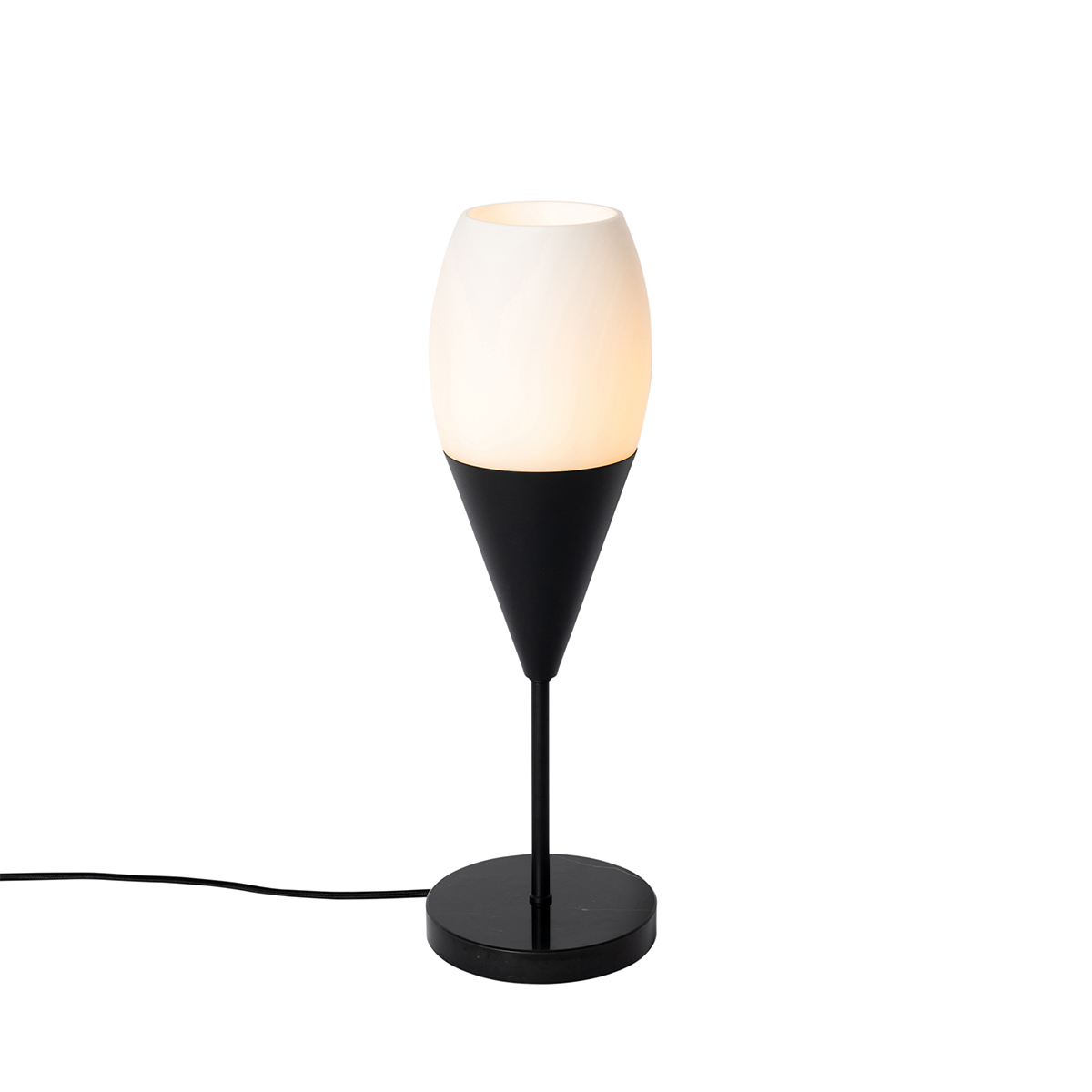 Lampe de table noire moderne avec verre opale