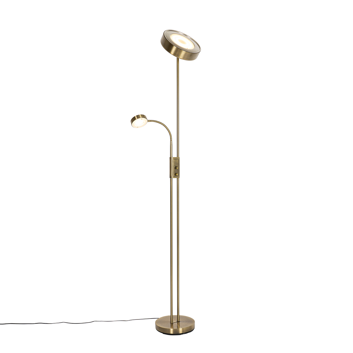 Lampadaire bronze avec LED et liseuse orientable