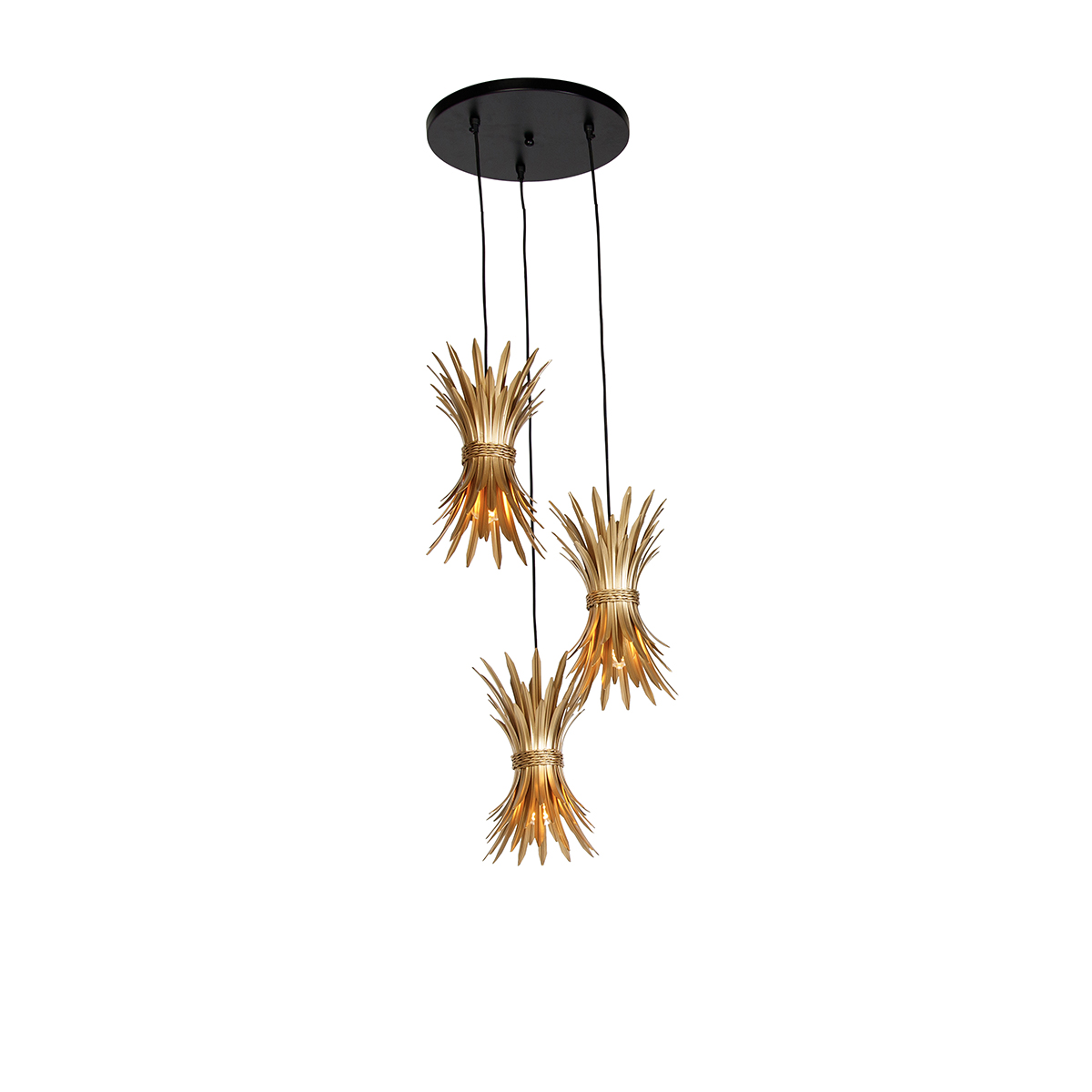 Lampe suspendue Art Déco dorée 3 lumières