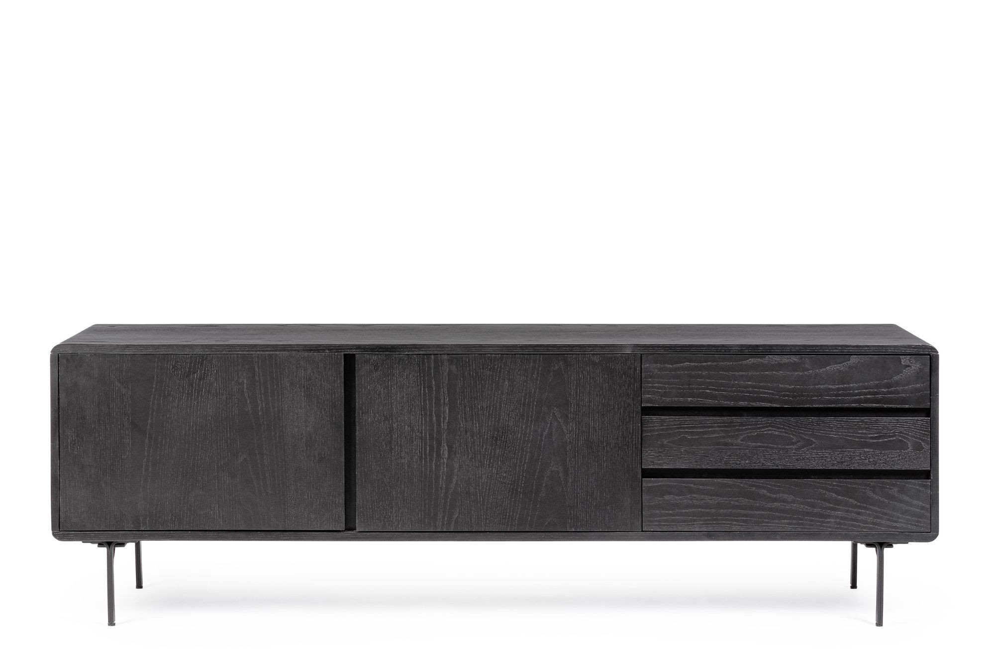 Buffet bas en bois et en métal 2 portes et 3 tiroirs L160 noir